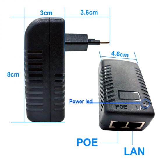 Adaptateur d'alimentation d'injecteur POE 12V 2A