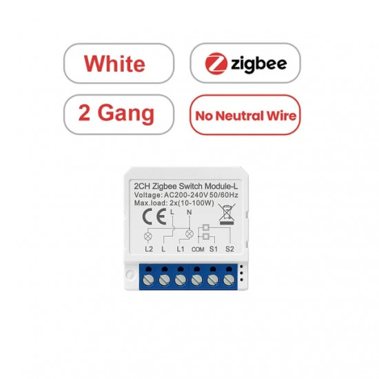 Mini switch 2 voies zigbee sans neutre tuya  AVATTO LZWSM16-2GANG