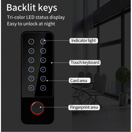 Mini clavier de contrôle d'accès biométrique à empreintes digitales étanche IP67  HF6 , 125Khz , application Tuya