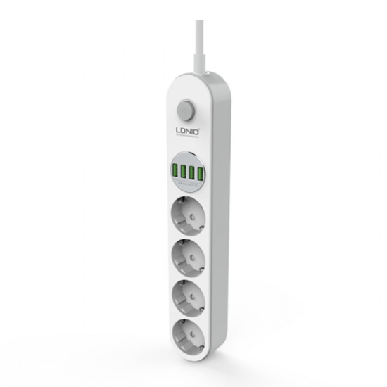 Multiprise 4 Prises + 4 ports Usb -LDNIO SE4432 Blanc