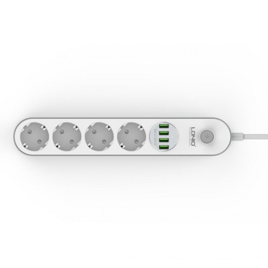 Multiprise 4 Prises + 4 ports Usb -LDNIO SE4432 Blanc