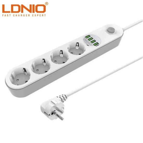 Multiprise 4 Prises + 4 ports Usb -LDNIO SE4432 Blanc