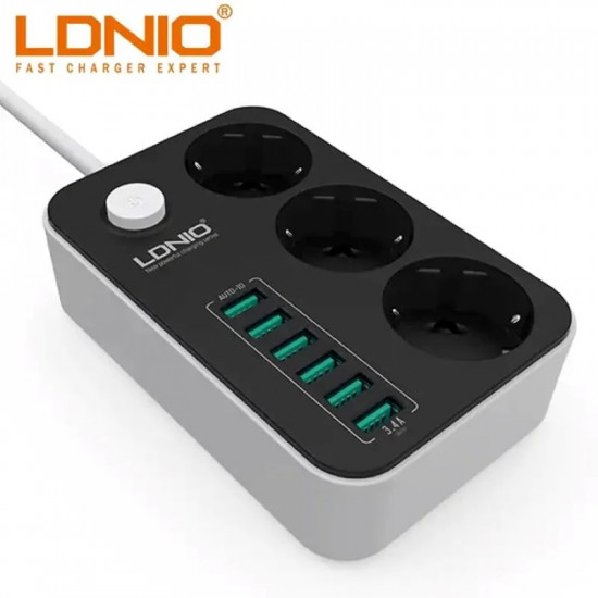 Multiprise LDNIO SE3631 avec 3 prises FR et 6 ports USB