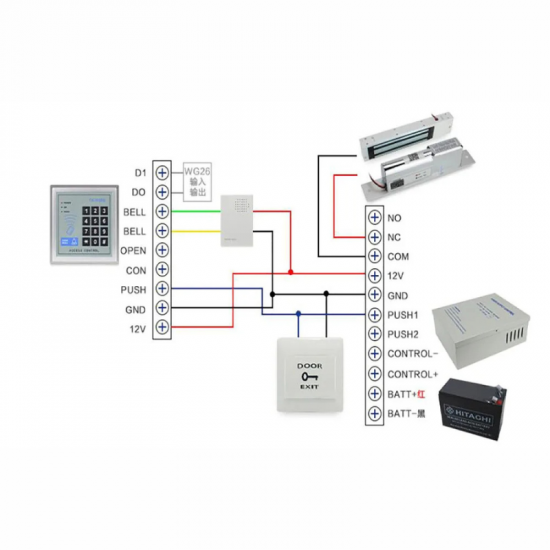 Boitier alimentation pour contrôle d'accès 230VAC/12VDC 5A avec support batterie secours Mactech MT-PSCA1205