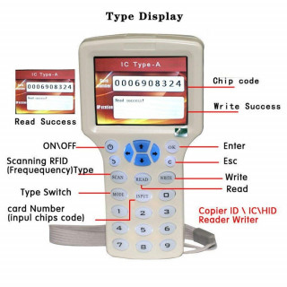 Programmateur copieur duplicateur carte tag RFID 13.56mhz H-ID 125khz  250kHz 375KHz 500KHz 750kHz
