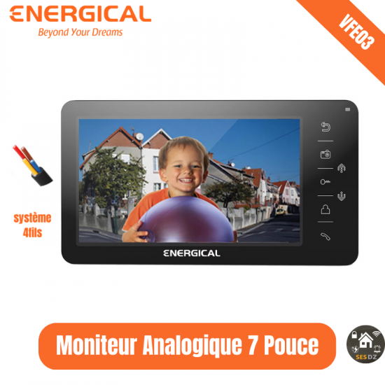 Moniteur NOIR 4 fils 7 pouces ENERGICAL VFE03