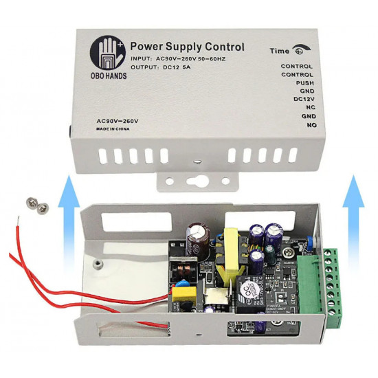 Alimentation contrôle d'accès 12V 5A avec l'option de controle directe de la serrure et Temporisateur 