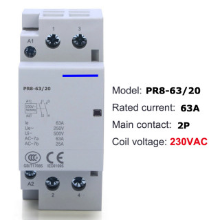 Contacteur modulaire NO 2P-25A-230V AC