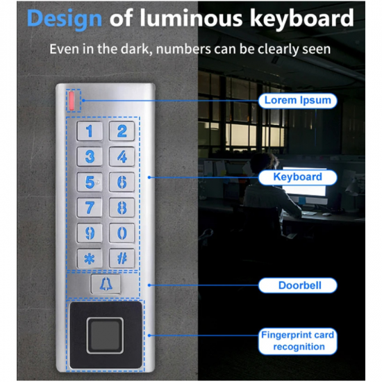 Clavier de contrôle d'accès Métal étanche biométrique RFID wifi Tuya 