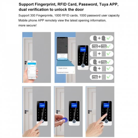 Clavier de contrôle d'accès Mifare biométrique à distance Tuya J200F