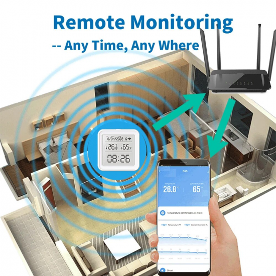 Capteur de température et d'humidité WiFi, hygromètre Tuya 