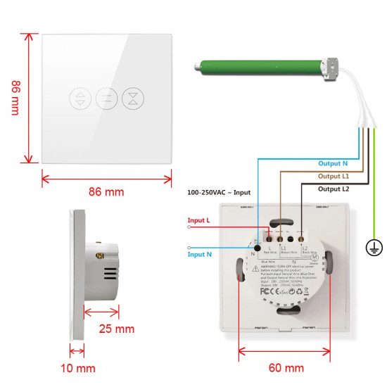 Interrupteur de volet roulant Noir wifi pour maison intelligente AVATTO CS01-EU