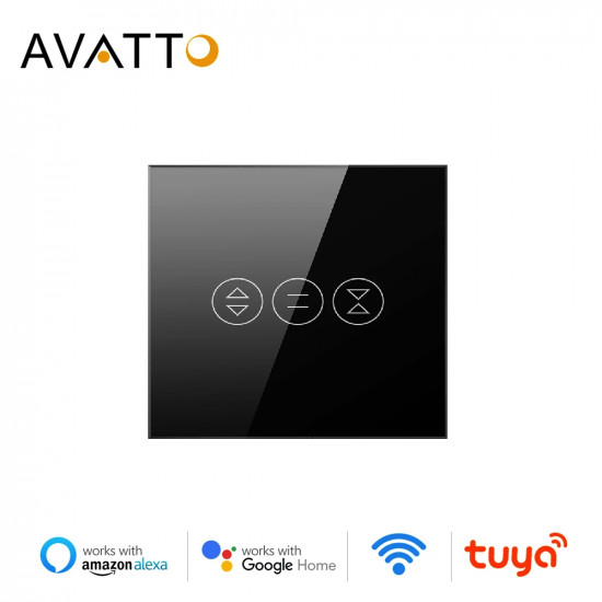 Interrupteur de volet roulant Noir wifi pour maison intelligente AVATTO CS01-EU