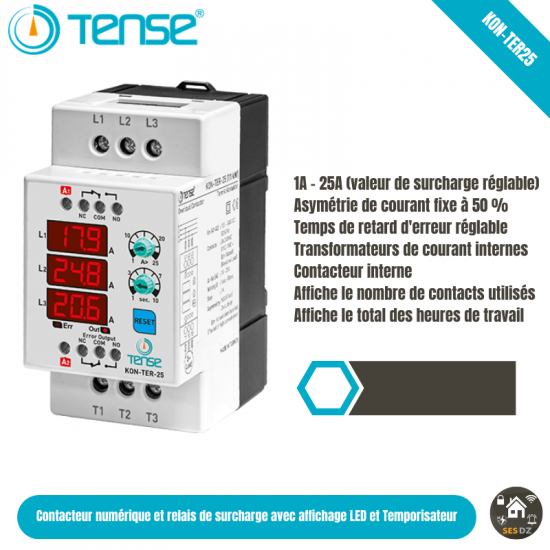 Contacteur numérique et relais de surcharge Tense KON-TER-25