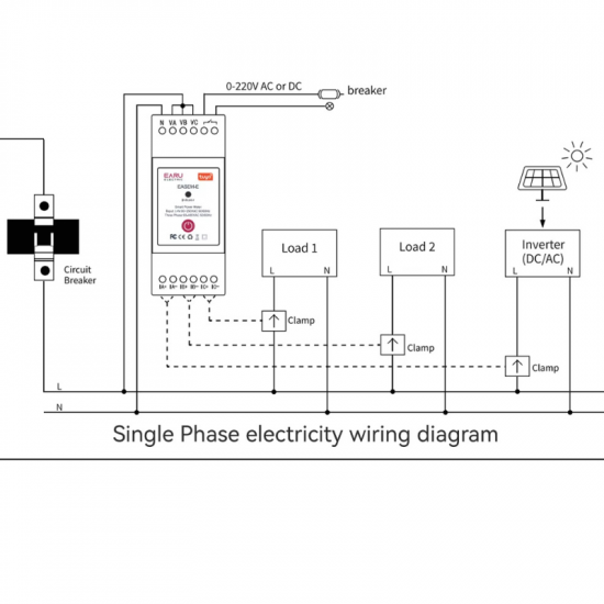 Module de contrôle et mesure puissance à distance wifi industrielle Triphasé  AC90-480V 120A