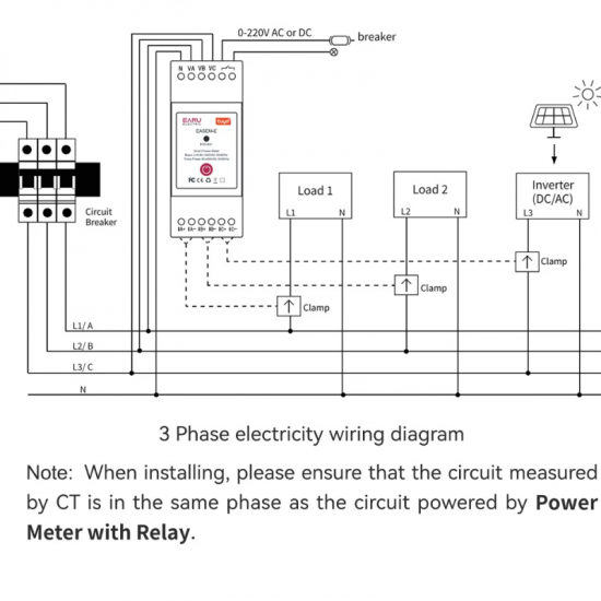 Module de contrôle et mesure puissance à distance wifi industrielle Triphasé  AC90-480V 120A