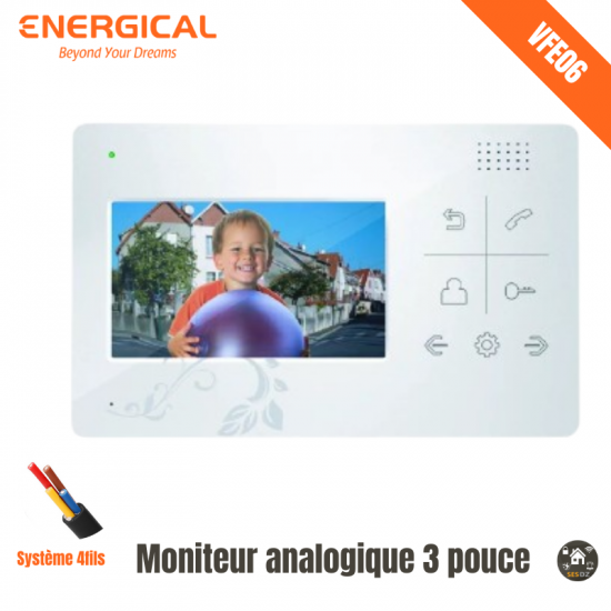 Moniteur blanc 3 pouces 4fils energical VFE06