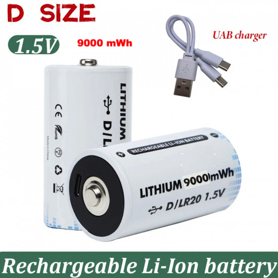 Pile Lithium rechargeable avec cable type-c D1/1.5V  9000mWH Metama