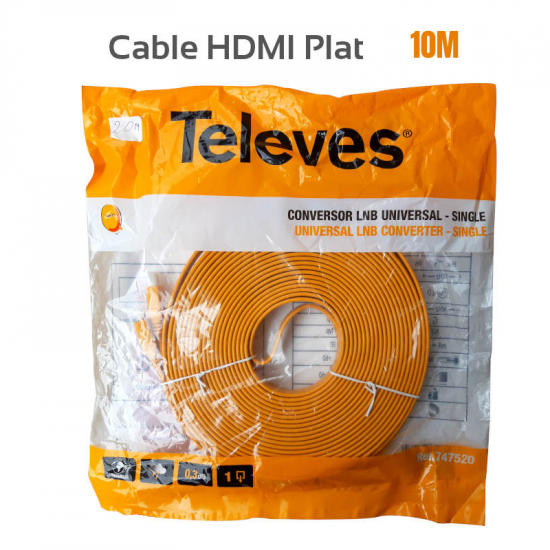 Cable HDMI Plat 10m Televes Haut Débit