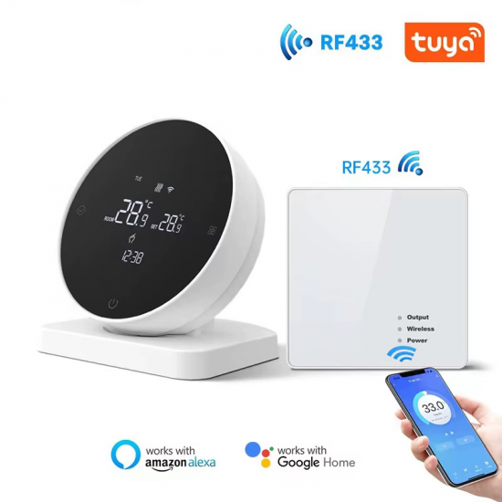 Thermostat intelligent WiFi sans fil R7 avec écran LCD tactile Pour chaudière avec récepteur RF