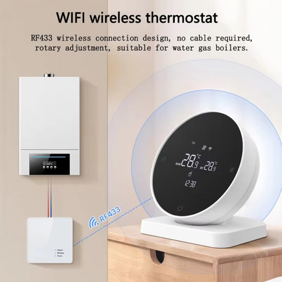 Thermostat intelligent WiFi sans fil R7 avec écran LCD tactile Pour chaudière avec récepteur RF