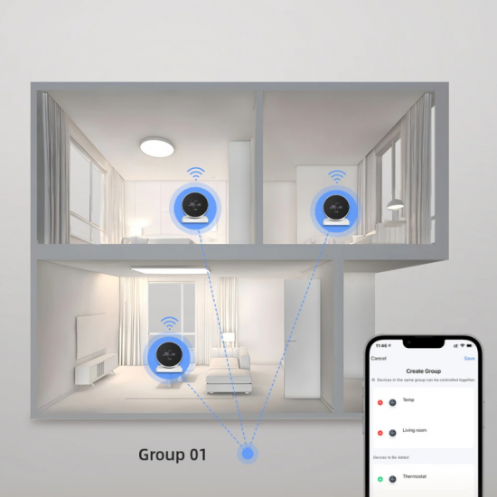 Thermostat intelligent WiFi sans fil R7 avec écran LCD tactile Pour chaudière avec récepteur RF